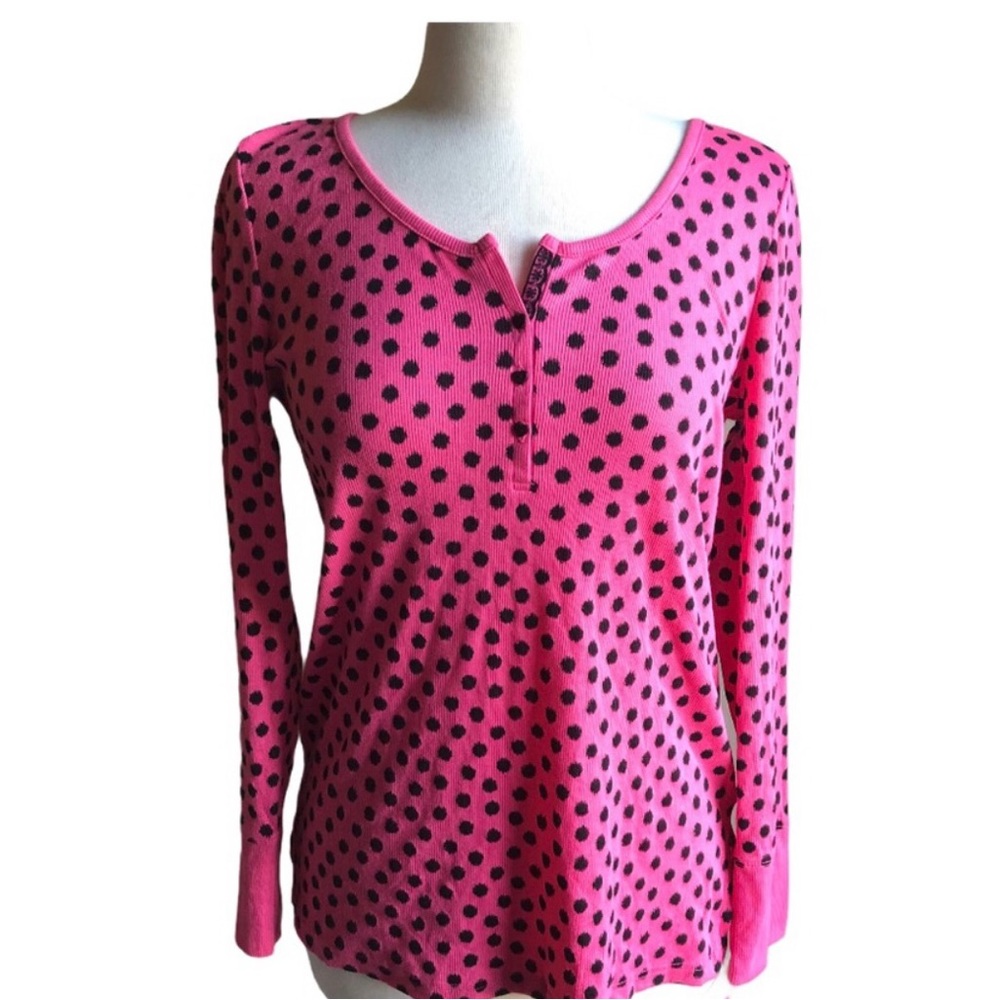 Betsey Johnson Hot Pink with Black Polka Dots Pajama Top
